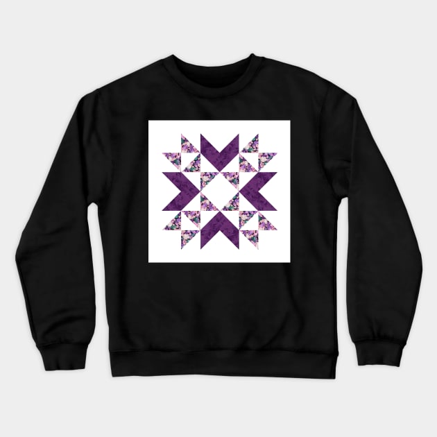 Traditional vintage quilt block pattern purple Crewneck Sweatshirt by InkLove